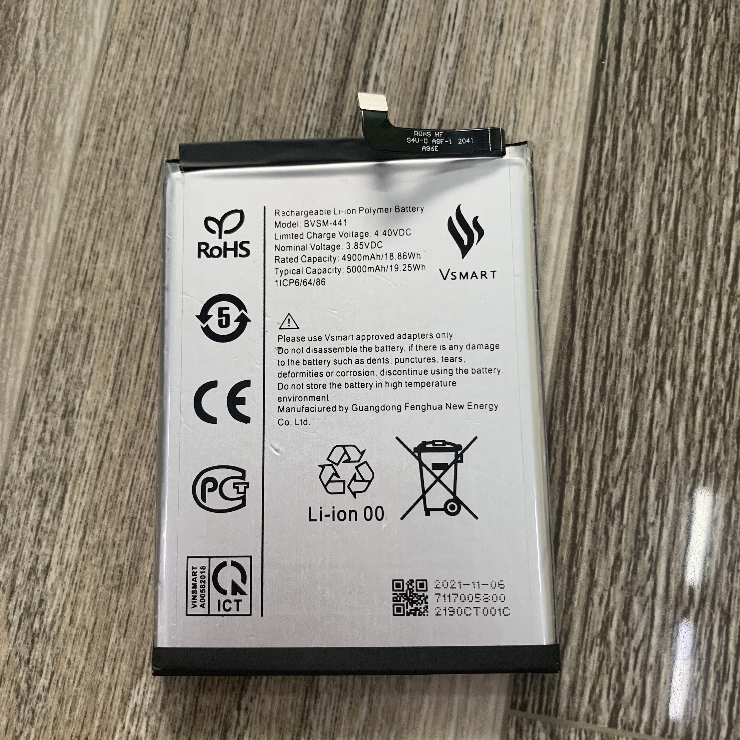 Pin vsmart joy 4 chính hãng vsmart sản xuất, dung lượng 5000mah, mã pin bvsm-441, bảo hành 3 tháng