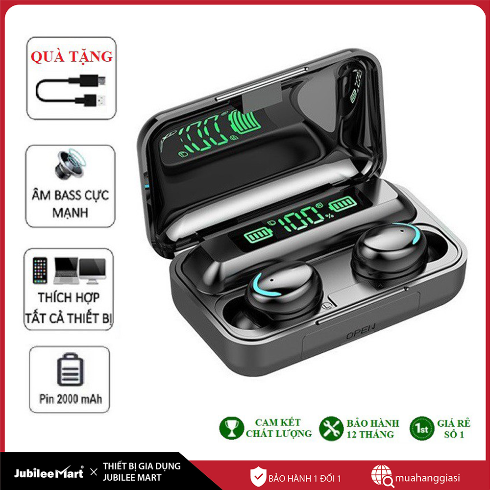 Tai nghe bluetooth 5.0 Giá Rẻ Amoi F9 kiêm sạc dự phòng 2000mAh, tai nghe không dây điều khiển cảm ứng, màn led báo pin, chống nước, micro HD chống ồn tương thích với các dòng điện thoại smartphone