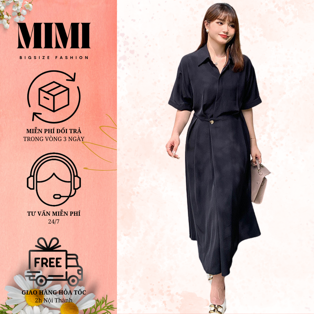 Đầm big size dáng dài cúc eo form xòe