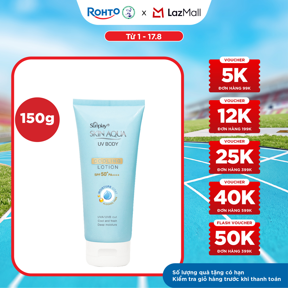 Kem chống nắng body Skin Aqua mát lạnh dùng hàng ngày  Sunplay Skin Aqua UV Body Cooling Lotion SPF 50+ PA++++ 150g