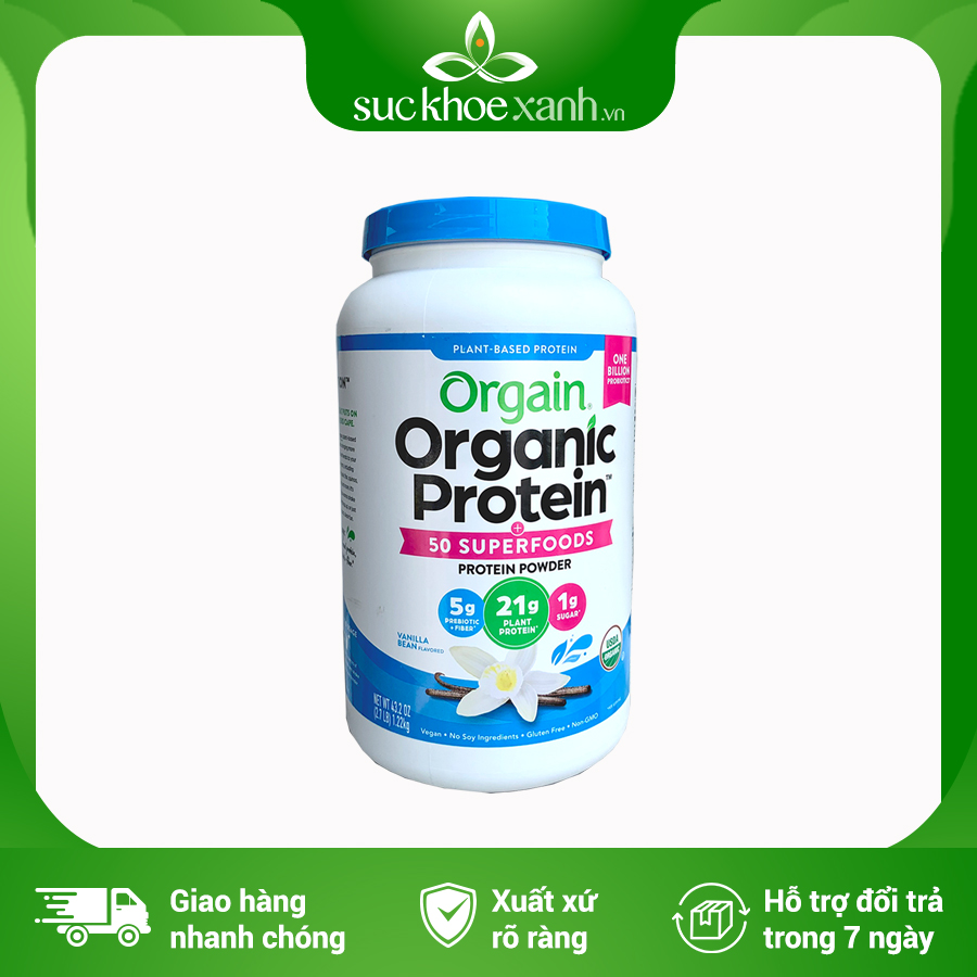 Bột protein Orgain Organic Mỹ hũ 1,22kg