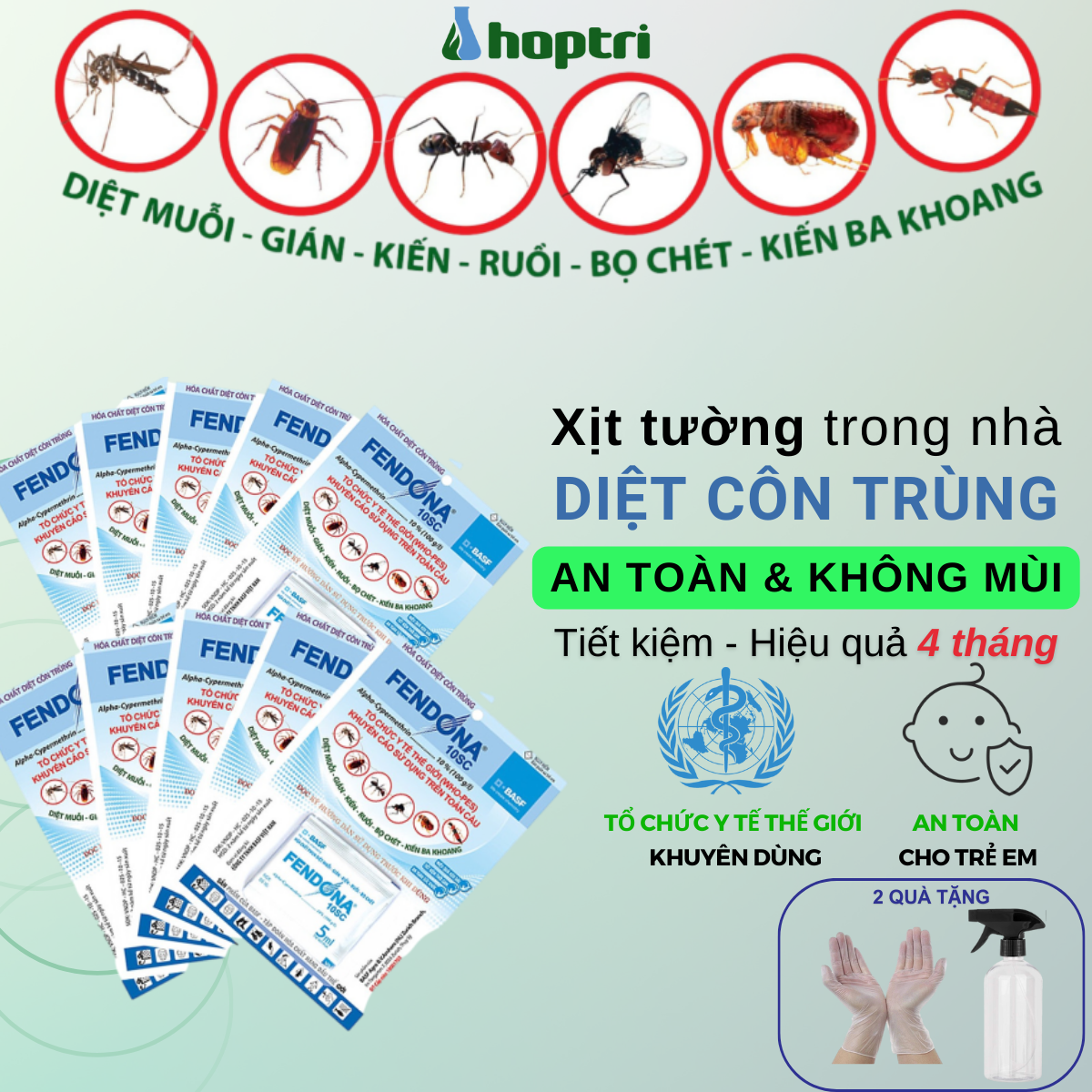 10 gói Thuốc diệt côn trùng Fendona 10SC 5ml xịt chống muỗi, gián