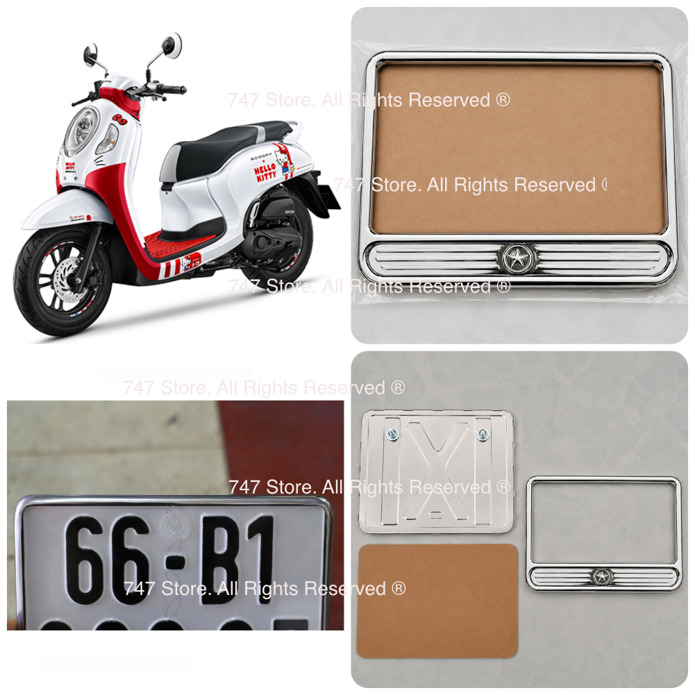 Bộ Khung Biển Số Xe Scoopy Inox 201 LOẠI ĐẶC BIỆT D50661- D106