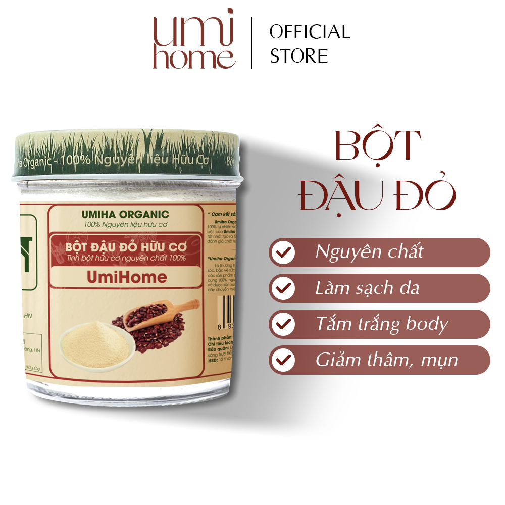 Bột đậu đỏ đắp mặt hữu cơ umihome nguyên chất | red bean powder 100% organic 135g