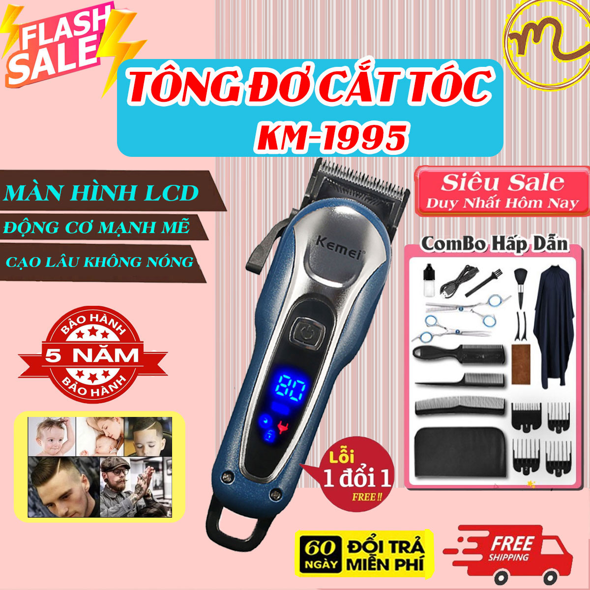 Tông Đơ Cắt Tóc Chuyên Nghiệp , Tông Đơ Cắt Tóc Cho  Bé ,Tông Đơ KM-1995 ,Tông Đơ KEMEI 809C ,Tông Đơ Chính Hãng Máy Cắt Tóc Đa Năng.