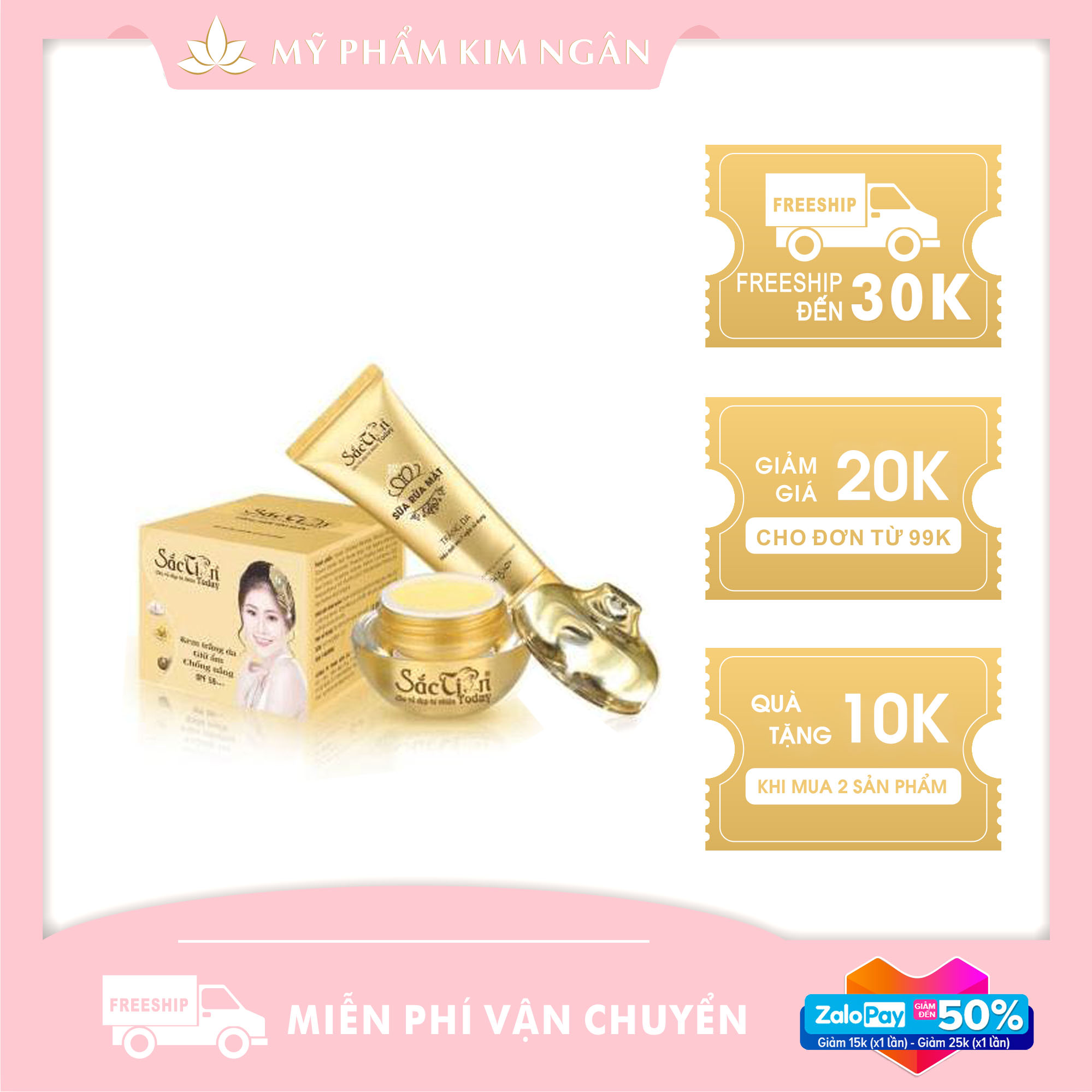 Bộ Sắc Tiên – Sữa Rữa Mặt Sạch Mụn Và Kem Trắng Da Chống Nắng 8g (MUA 2 BỌ TẠNG 1 CHAI DẦU THƠM COCO)
