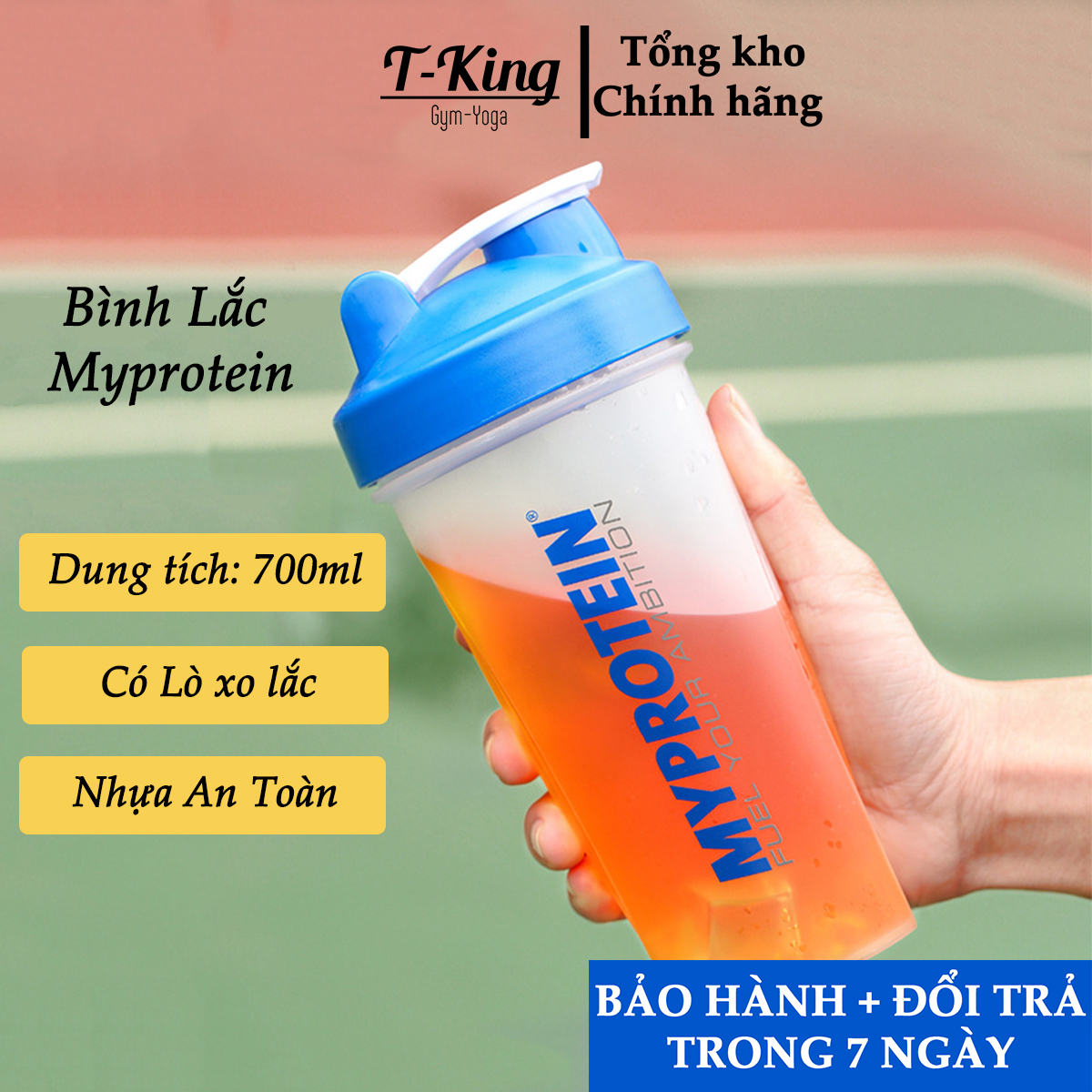 Bình Nước Thể Thao  MYPROTEIN 700ML - có lò xò lắc