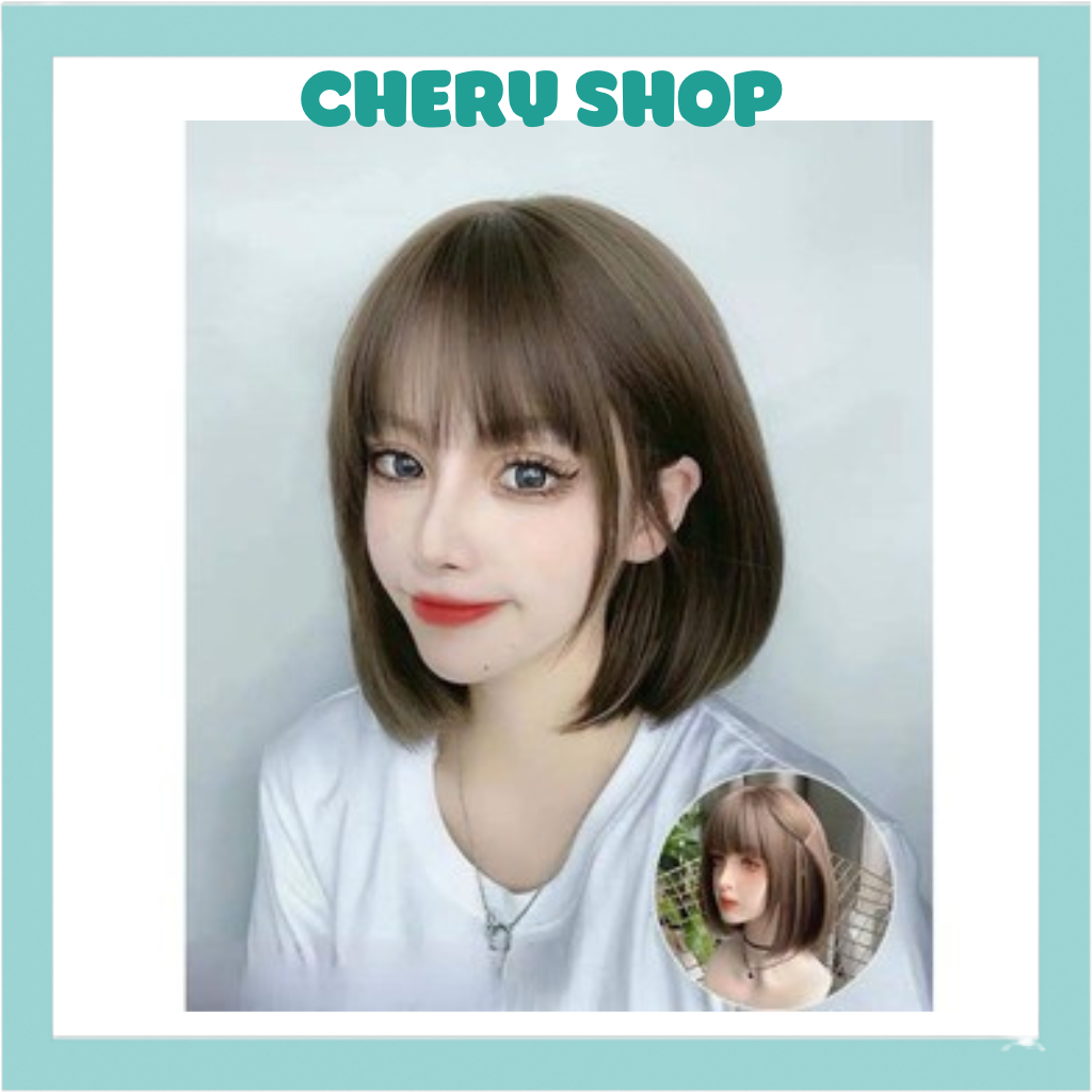 Tóc giả nguyên đầu nữ cúp ngắn nâu lạnh cực hot hiện nay mã D3111