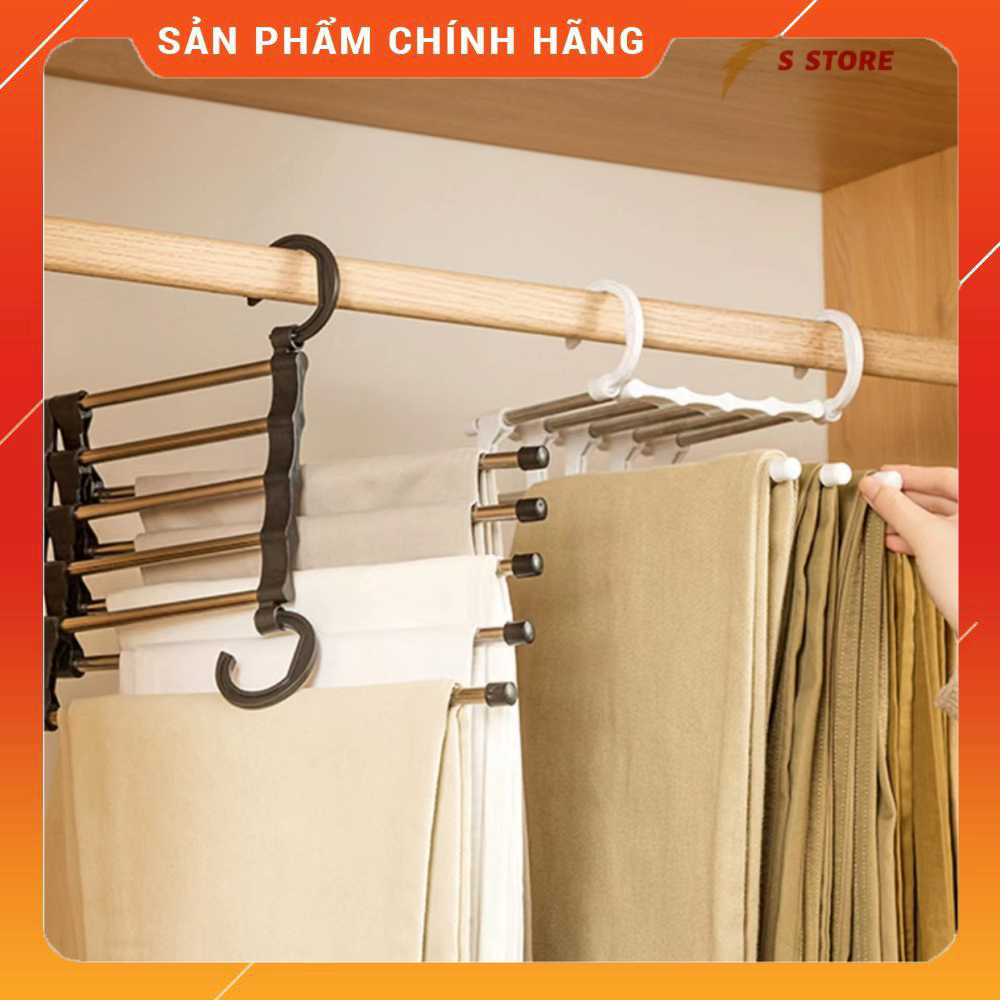 Mắc Móc treo quần áo 5 tầng, móc treo đồ đa năng thông minh gấp gọn
