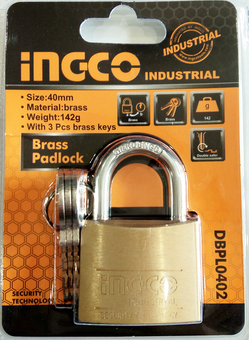 Ổ khóa mini khóa vali cửa tủ 40mm 142g brass padlock ingco dbpl0402