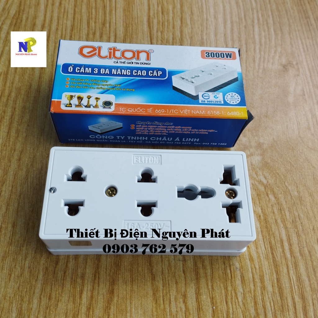 Ổ cắm 3 lổ có đa năng cao cấp cs3000w