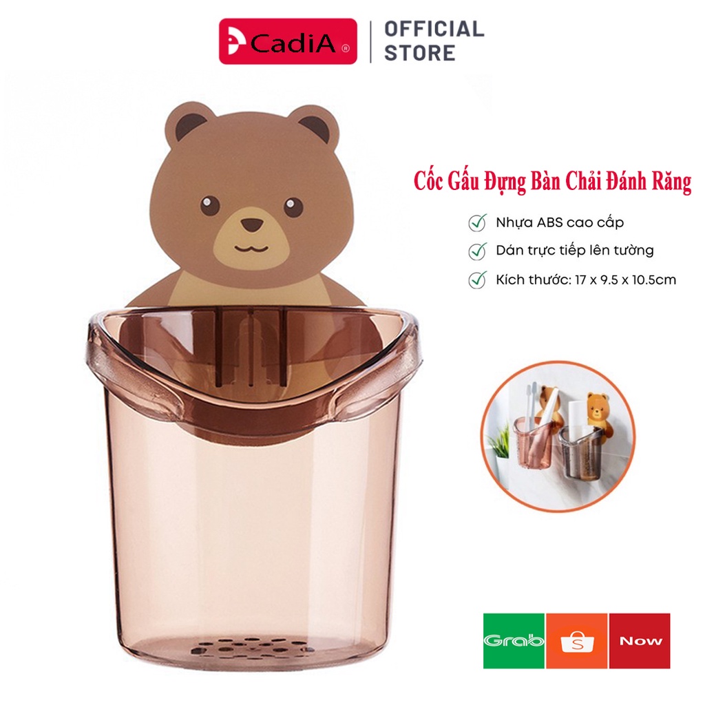 Cốc gấu dán tường , cốc đựng bàn chải đánh răng gia dụng thông minh