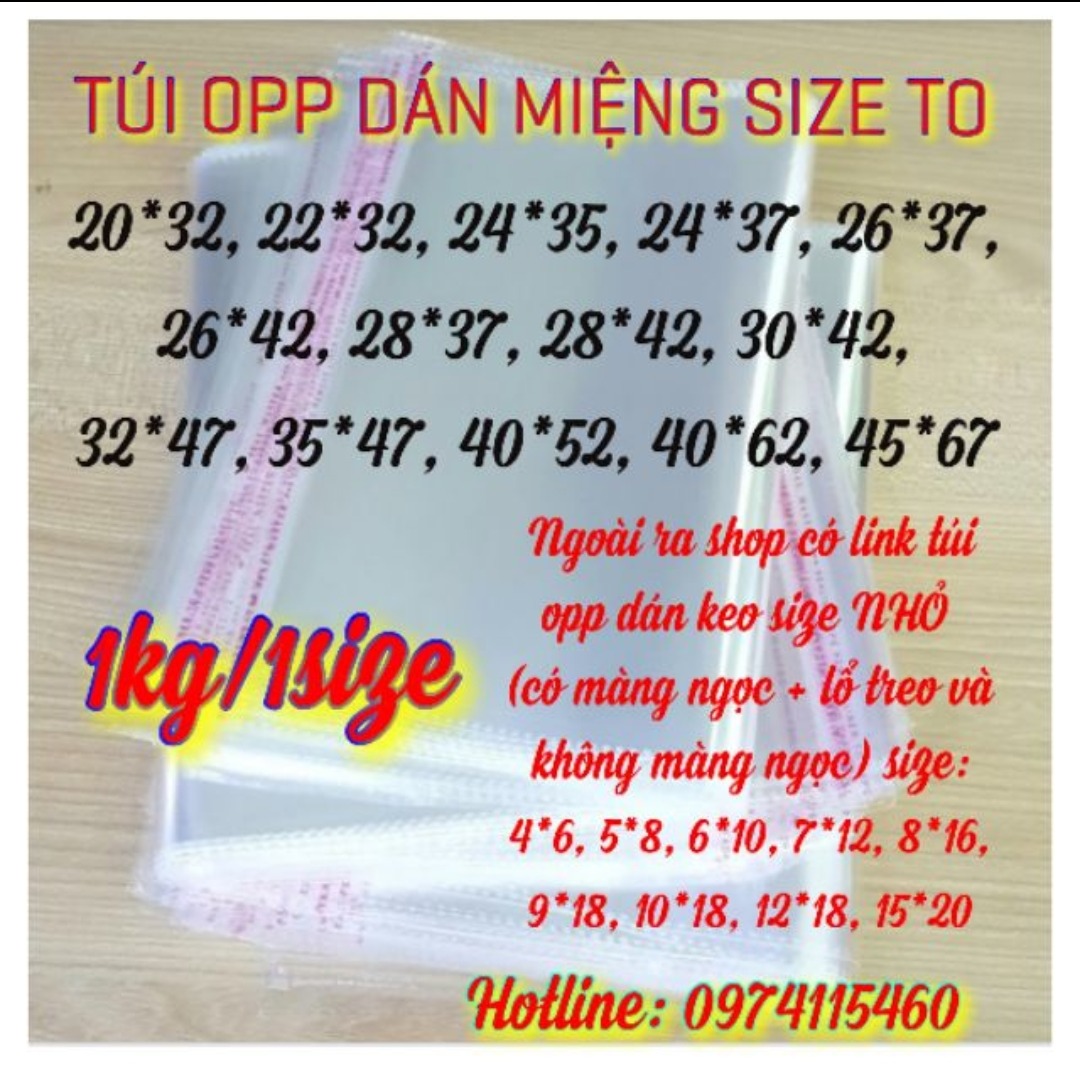 [HCM]1kg túi opp dán miệng đựng phụ kiện quần áo... (bấm vào chọn size)