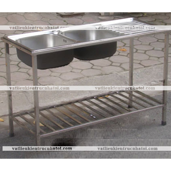 Chậu rửa bát 2 hộc 1 cánh có chân CRC2H10043