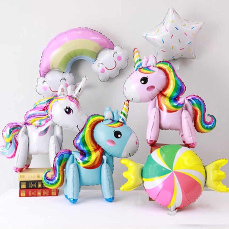 Bóng trang trí sinh nhật hình Ngựa một sừng 4D, bóng Ngựa Pony size đại 60x80cm