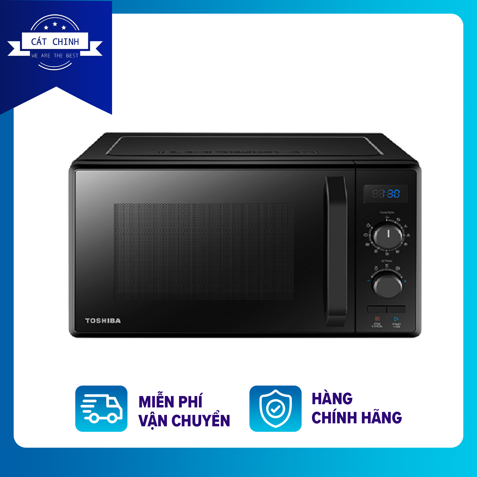 Lò vi sóng Toshiba MW2-AG24PC(BK)-Cửa lò kính cường lực; Tay nắm nhựa cách nhiệt; Vỏ ngoài kim loại sơn tĩnh điện-Công suất: 800-1000W-Có chức năng Hâm Nóng, Nướng, Vi Sóng, Rã Đông-Bảo hành 12 tháng