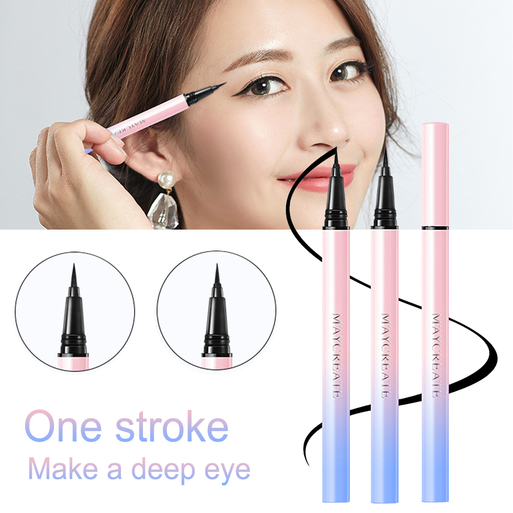 Bút kẻ mắt nhanh khô Lâu trôi không thấm nước Smooth Makeup Black Liquid Bút kẻ mắt