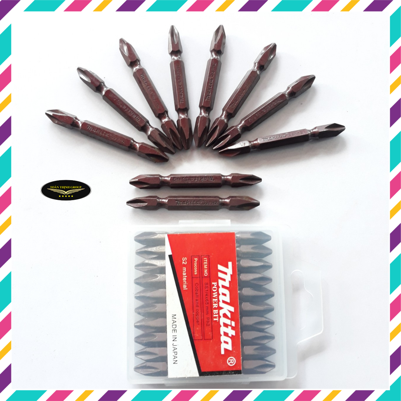 [Combo 10 Mũi] Đầu Bắn Vít 4 Cạnh (Bake) PH2 65mm Makita Có Từ Hít,  Mũi bắn Vít Chất Liệu Thép Cao Cấp Cho Độ Bền Cao