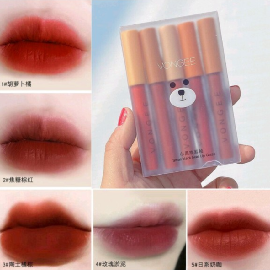 Set 5 son gấu vongee mềm mượt như nhung