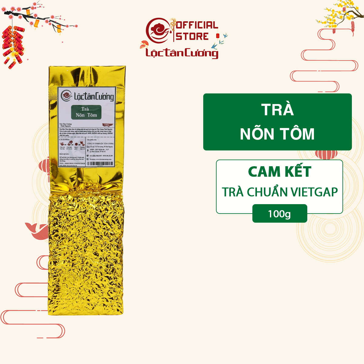 Trà Thái Nguyên Nõn Tôm Túi 100g  Lộc Tân Cương - Trà Tân Cương Thái Nguyên