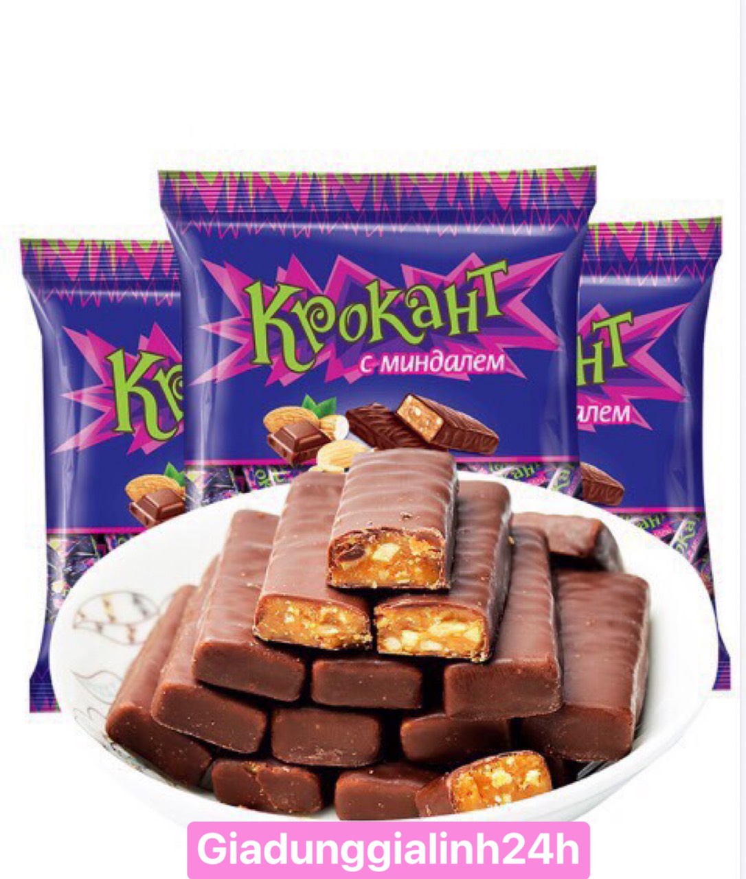 Kẹo tím krokant socola hạnh nhân nga 500g