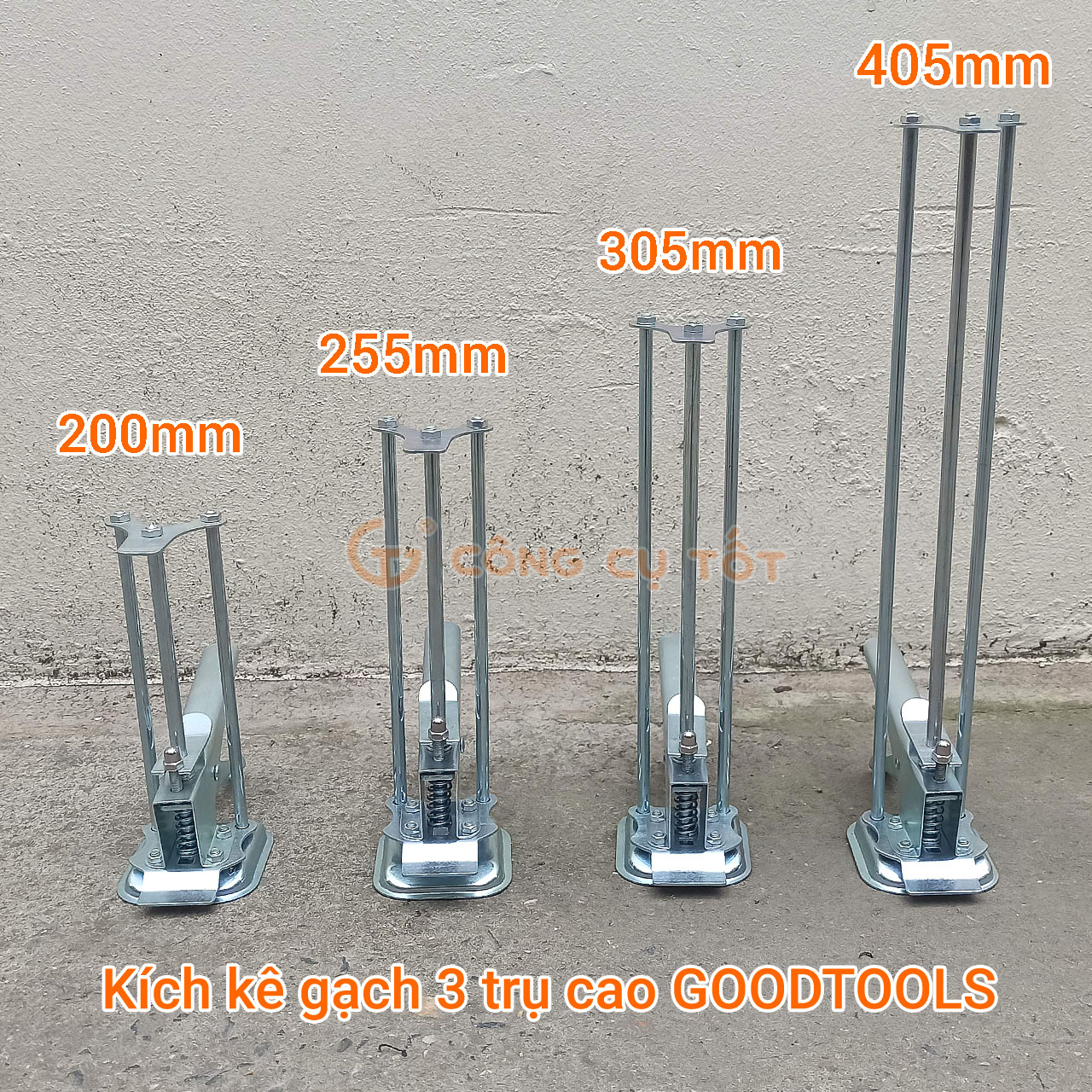 Con đội lấy cốt gạch - kích kê gạch ốp tường 3 trụ GOODTOOLS Việt Nam 255 - 405mm