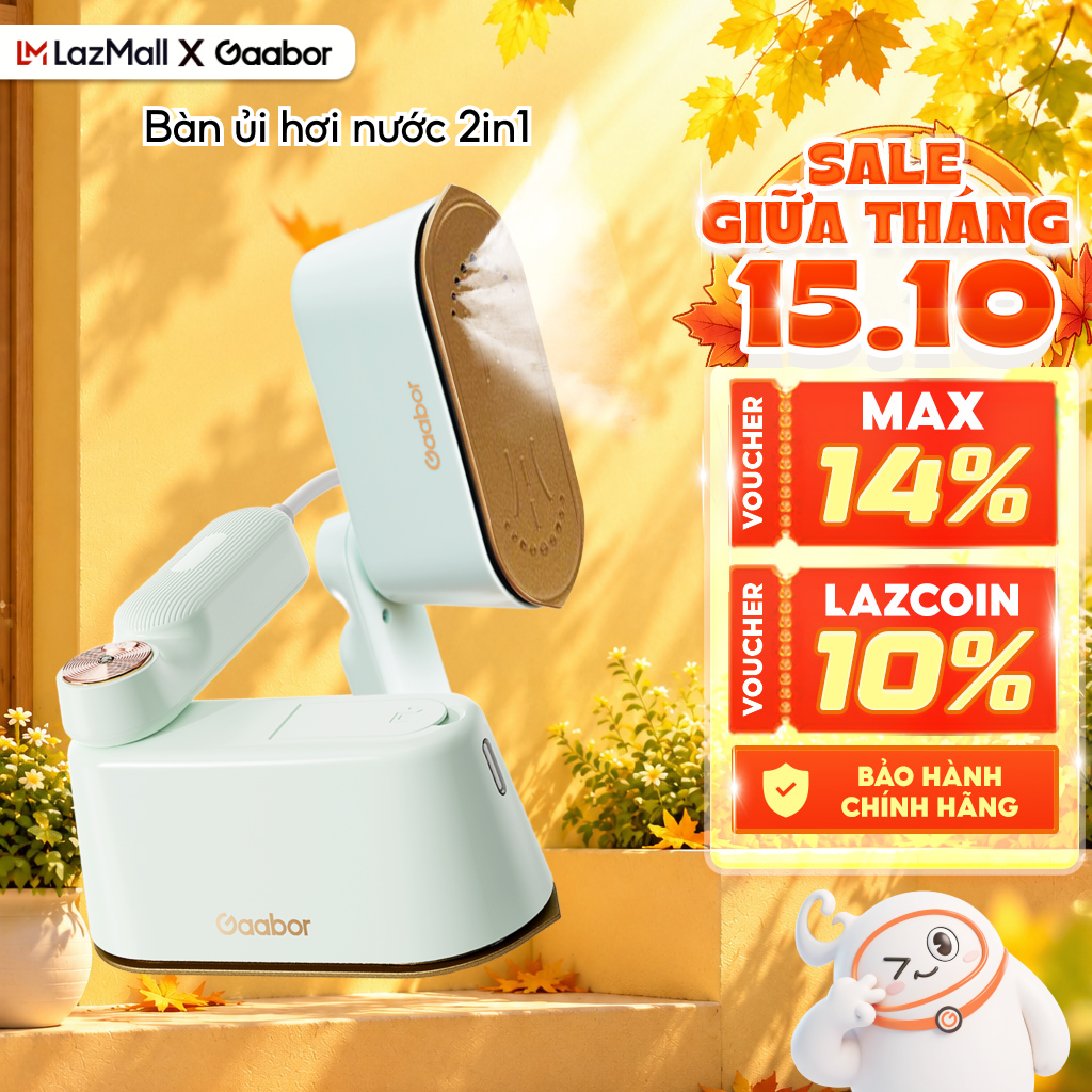 Gaabor Hm-M01A Foldable Handheld Steam Iron Heats up Quickly with 2 Convenient Modes: Water and Dry - 12-Month Warranty, 1-for-1 Exchange
