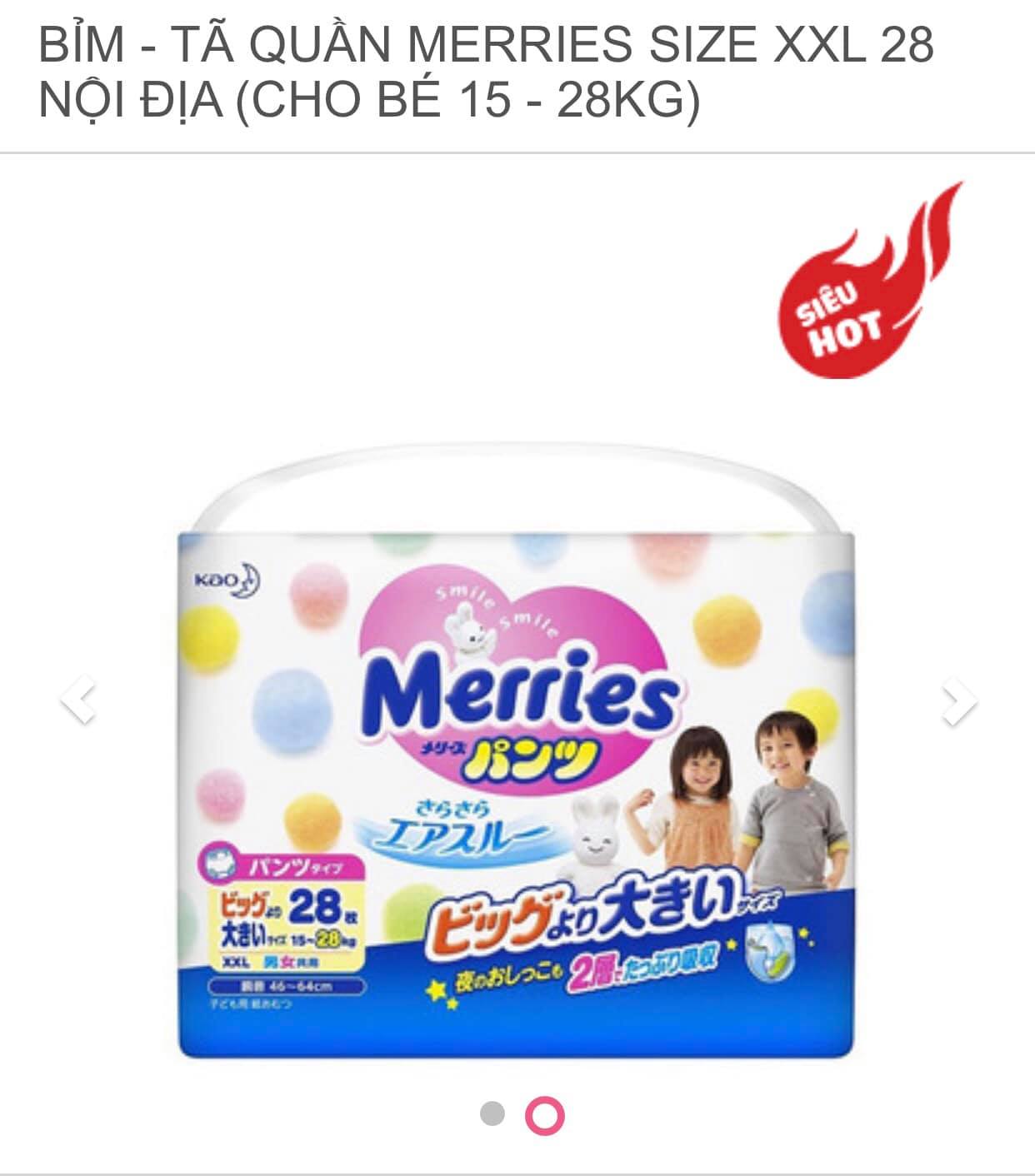 Bỉm merries xxl26 quần