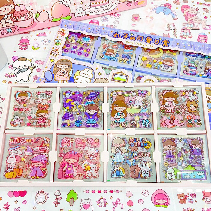 Hộp 200 tấm sticker, set nhãn dán trang trí phụ kiện