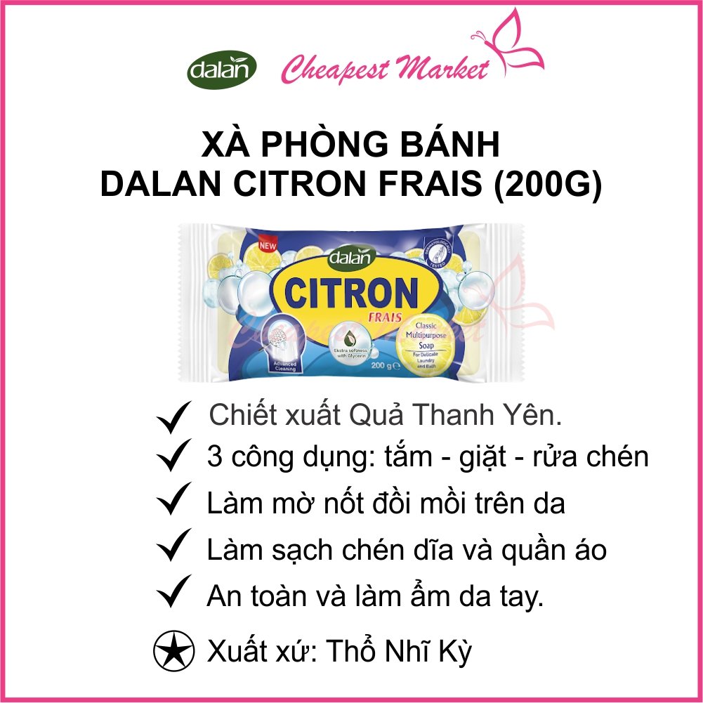 Xà phòng cục tắm gội Dalan Từ Quả Thanh Yên Dalan Citron Frais Soap 200g Chính Hãng