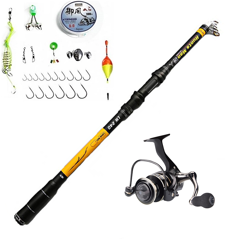 Cần câu cá Huntes Man - Kèm máy kim loại AC  cao cấp - Tặng kèm 9 phụ kiện 005