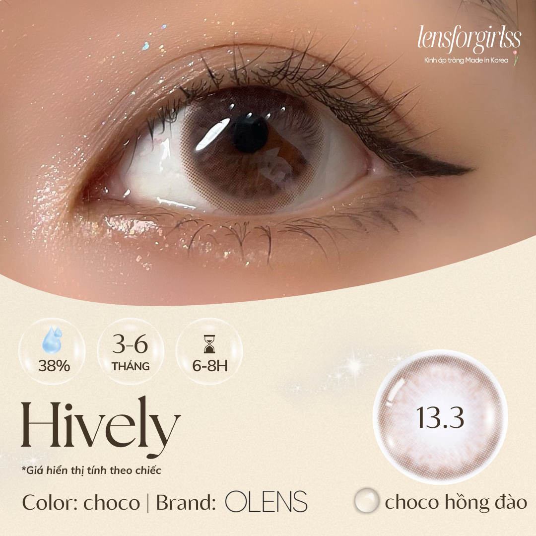 [Mã LazXuHuong02 - giảm 25k đơn từ 199k] Lens cận choco hồng đào giãn nhẹ | Kính áp tròng Hively Choco chính hãng Olens | HSD 6 tháng | Lens cận | LENSFORGIRLSS