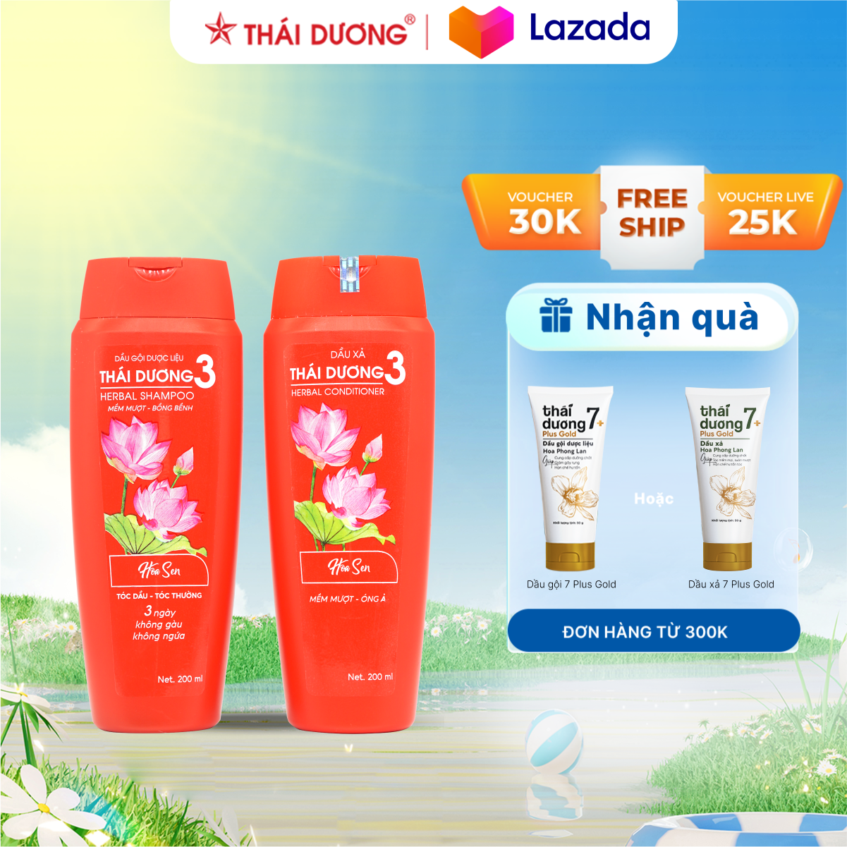 Bộ dầu gội & dầu xả thái dương 3 hương hoa sen 200ml - sao thái dương