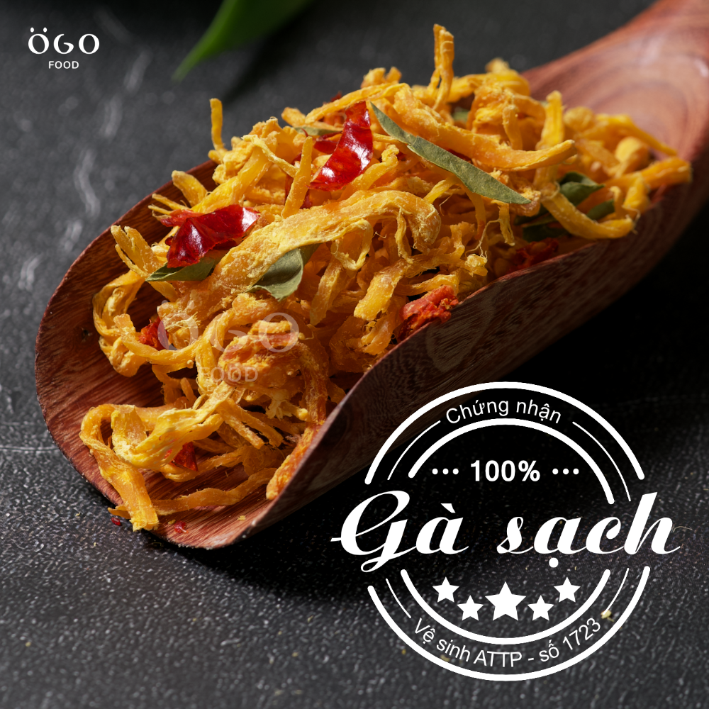 Khô gà lá chanh loại ngon, 100% gà sạch, thơm ngon, ogo food 100g, 300g, 500g