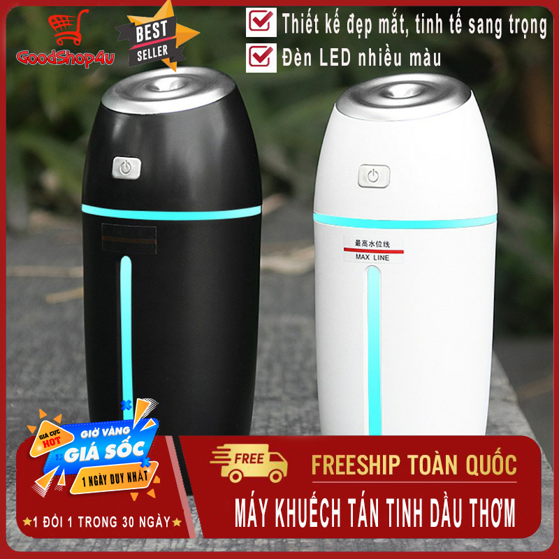 Máy phun sương mini tạo ẩm có LED nhiều màu, 2 chế độ phun. Máy khuếch tán tinh dầu thơm giúp lan tỏa mùi hương dễ chịu