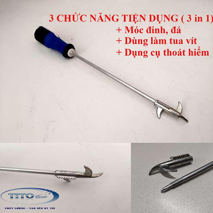 Dụng cụ nạy đinh, móc đá, cát - Bảo vệ lốp xe ô tô, xe máy, xe tải  - Dùng làm tua vít - Thoát hiểm