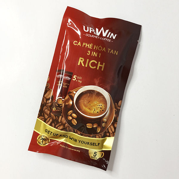 Cà Phê 3 In 1 Rich (5 Que x 16g) - UP and WIN Coffee - Cafe Hoà Tan Hương Vị Robusta - Dòng Cà Phê Sữa Đậm Mạnh