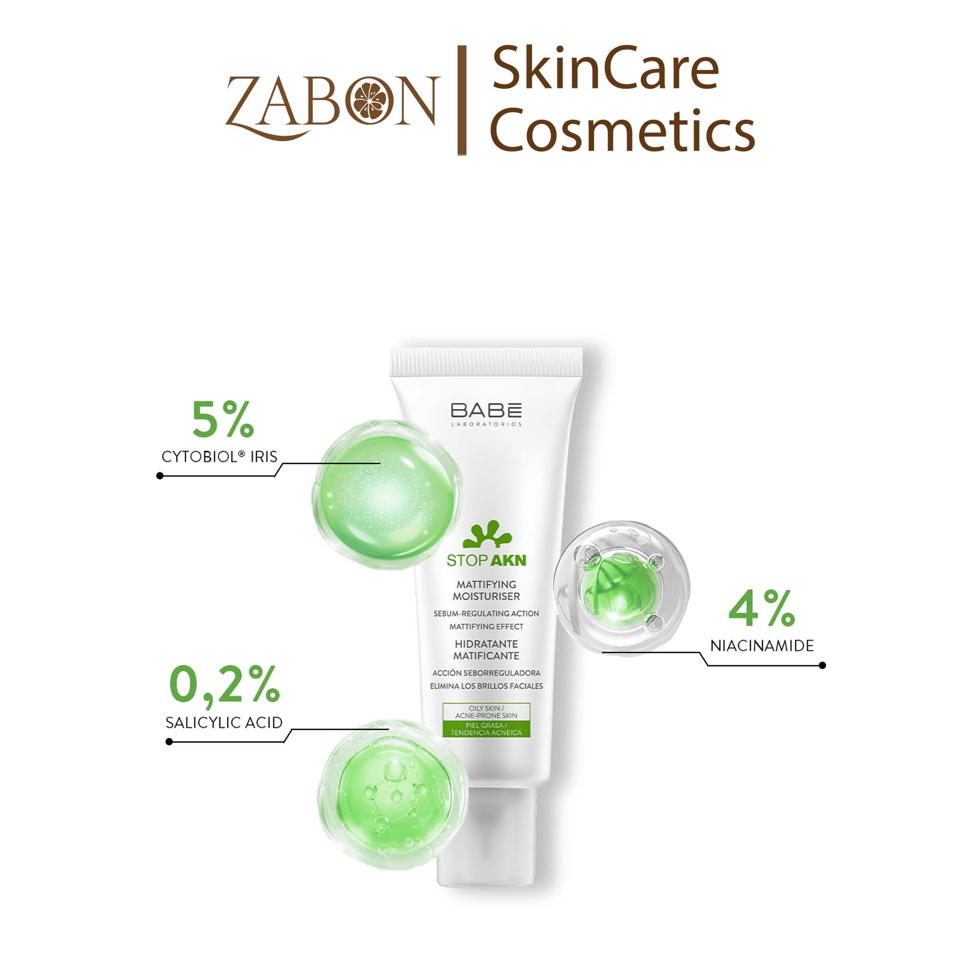 Kem dưỡng ẩm kiềm dầu giảm mụn BABE Stop AKN Mattifying Moisturiser 50ml