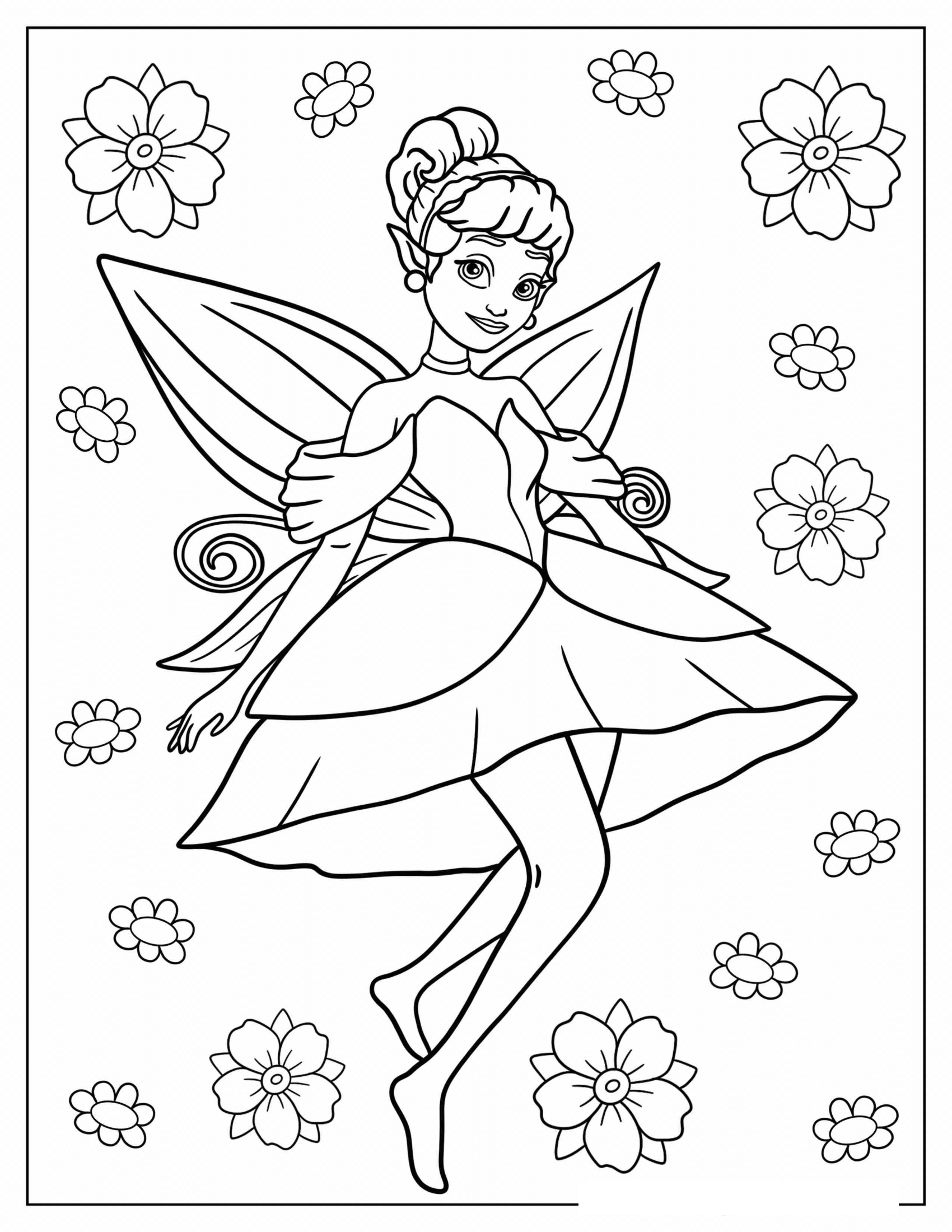 Bộ 34 giấy Tô màu Tiên nữ Tinker Bell dành cho trẻ em, tranh tô màu khổ A4, A5 dành cho bé