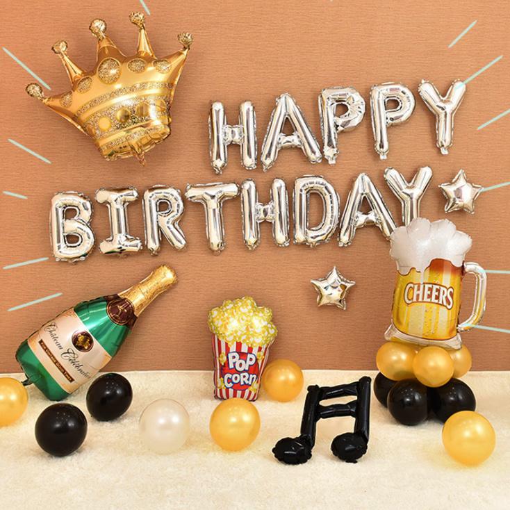 Bộ trang trí sinh nhật vương miện và bia sâm banh - Phụ kiện trang trí - Đồ trang trí tiệc thôi nôi - Bong bóng happy birthday - Chữ trang trí đầy tháng - Sét trang trí tiệc sinh nhật cho bé trai bé gái cute