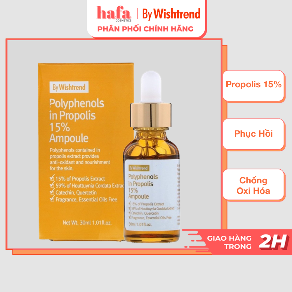 Tinh Chất Keo Ong Phục Hồi Da By Wishtrend Polyphenols In Propolis 15% Ampoule 30ml _ By Wishtrend Chính Hãng
