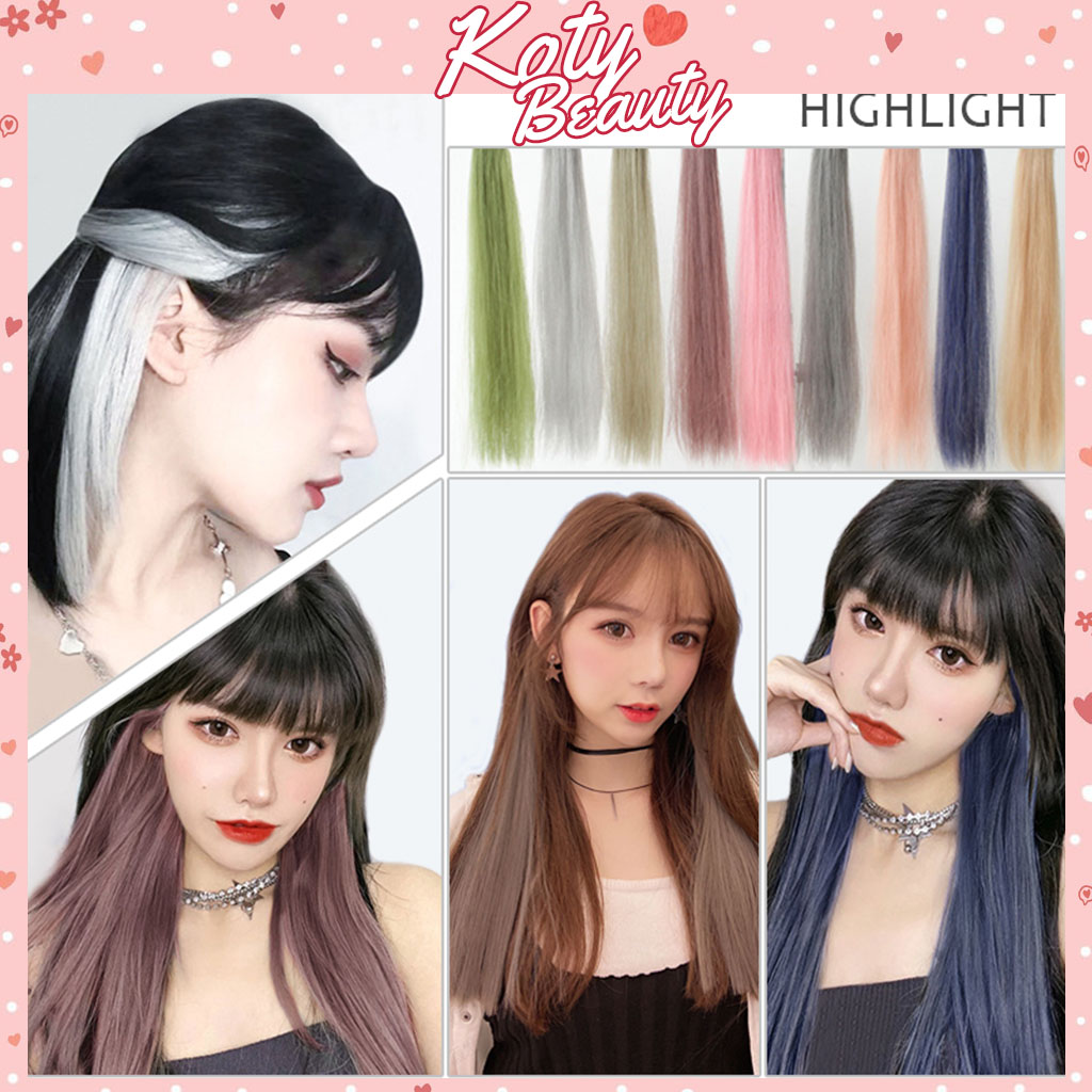 Tóc giả kẹp highlight 55cm phong cách hàn quốc, tóc giả light nhiều màu cá tính cho nữ tg1
