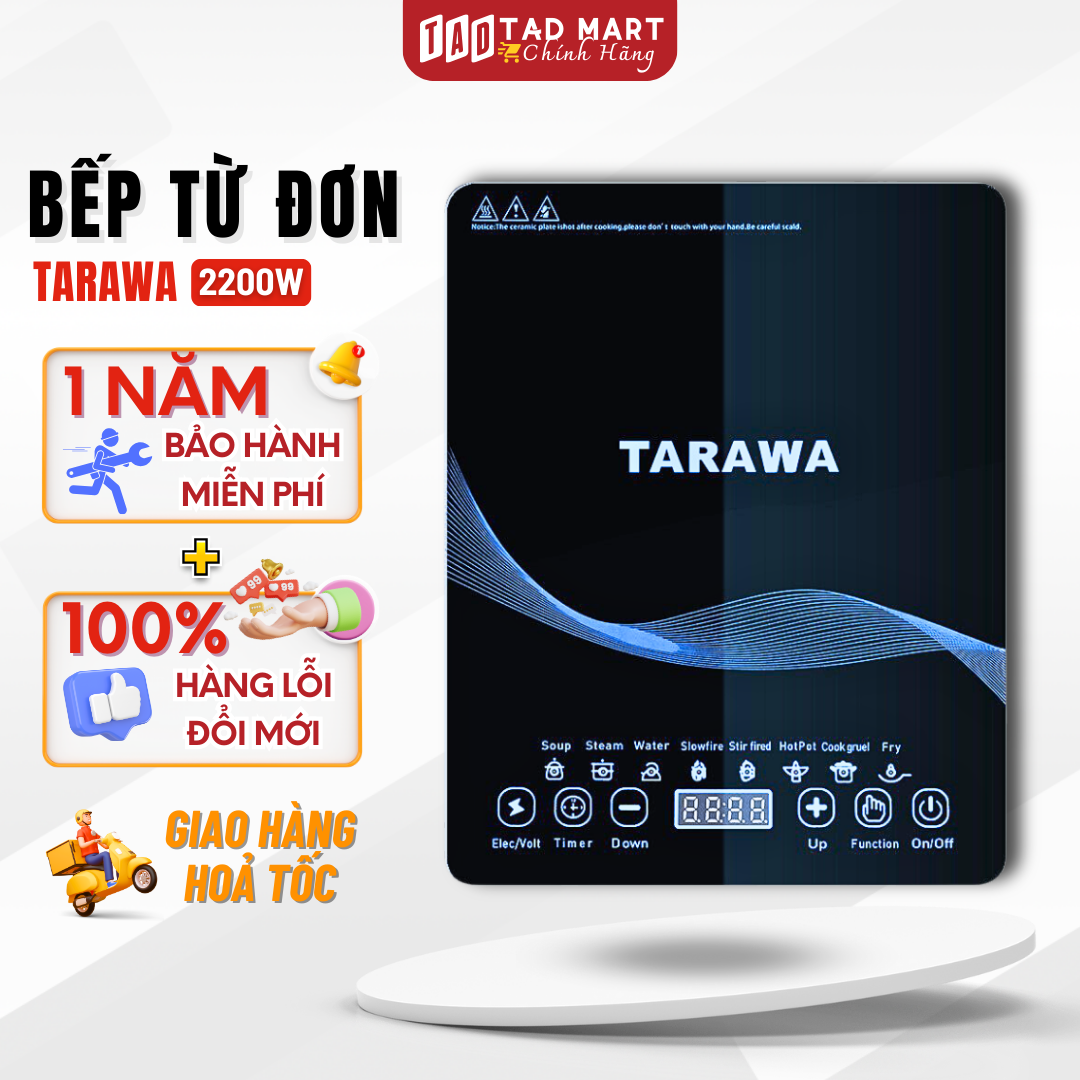 Bếp từ đơn tarawa nhật bản cao cấp 2200w tiết kiệm điện nhiều chế độ màn hình cảm ứng tuỳ chỉnh siêu nét, dụng cụ nhà bếp