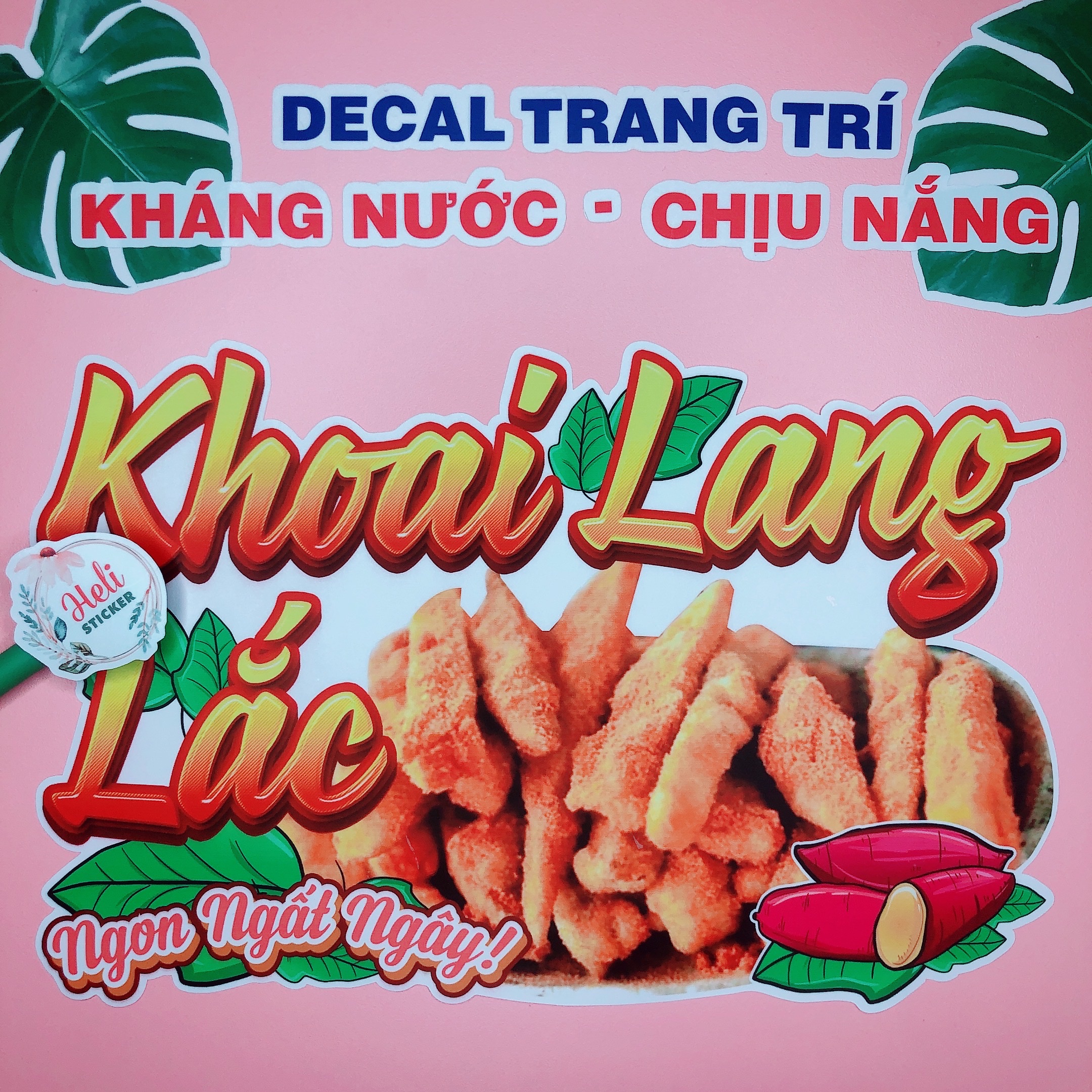 Decal Trang Trí Quán KHOAI LANG LẮC Loại 1 ✨ Hình Dán Quán Ăn Vặt, Trà Sữa, Cà Phê, Sinh Tố, Nước Ép - Sticker Kháng Nước, Chịu Nắng, Cắt Sẵn.