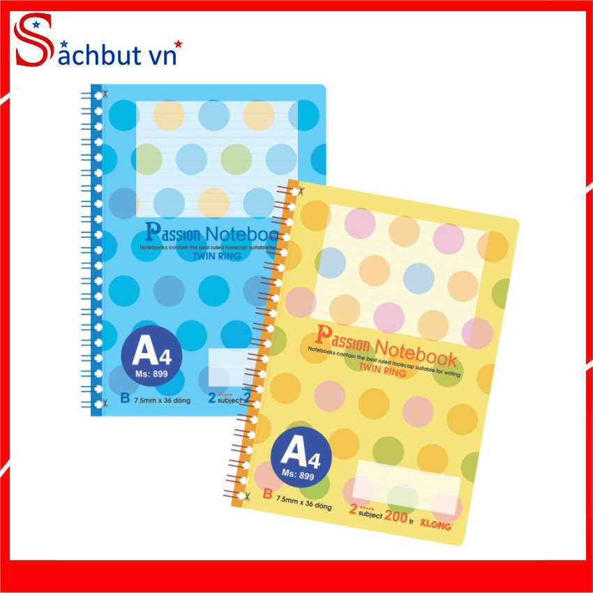 Sổ Lò Lo Kép Bìa Nhựa KLONG A4 200 Trang - Mã Số 899.
