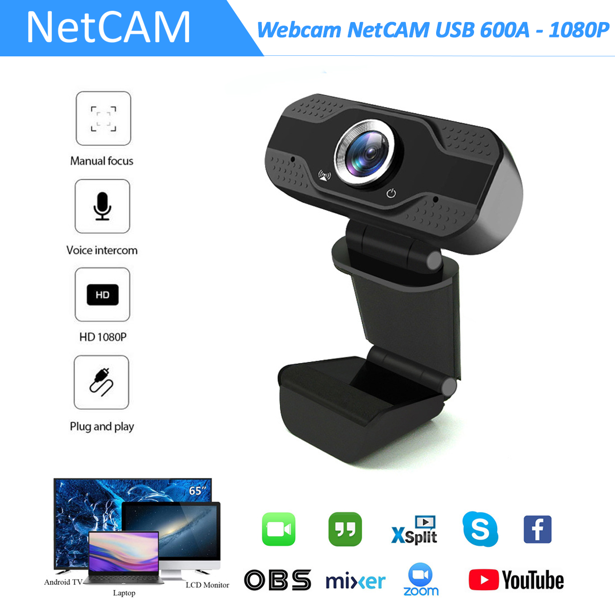 Webcam NetCAM USB K60 độ phân giải 1080P - Hãng phân phối chính thức |  