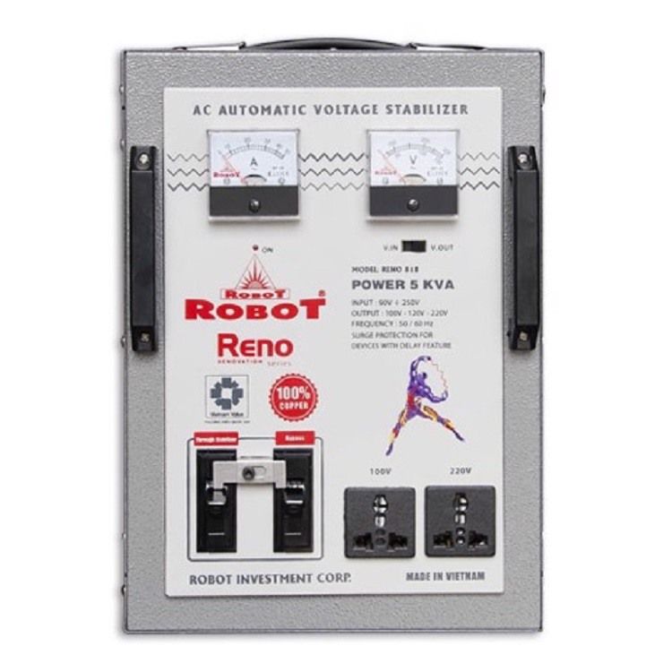ổn áp 5kva hiệu robot dây đồng dãi điện vào 90V- 240v