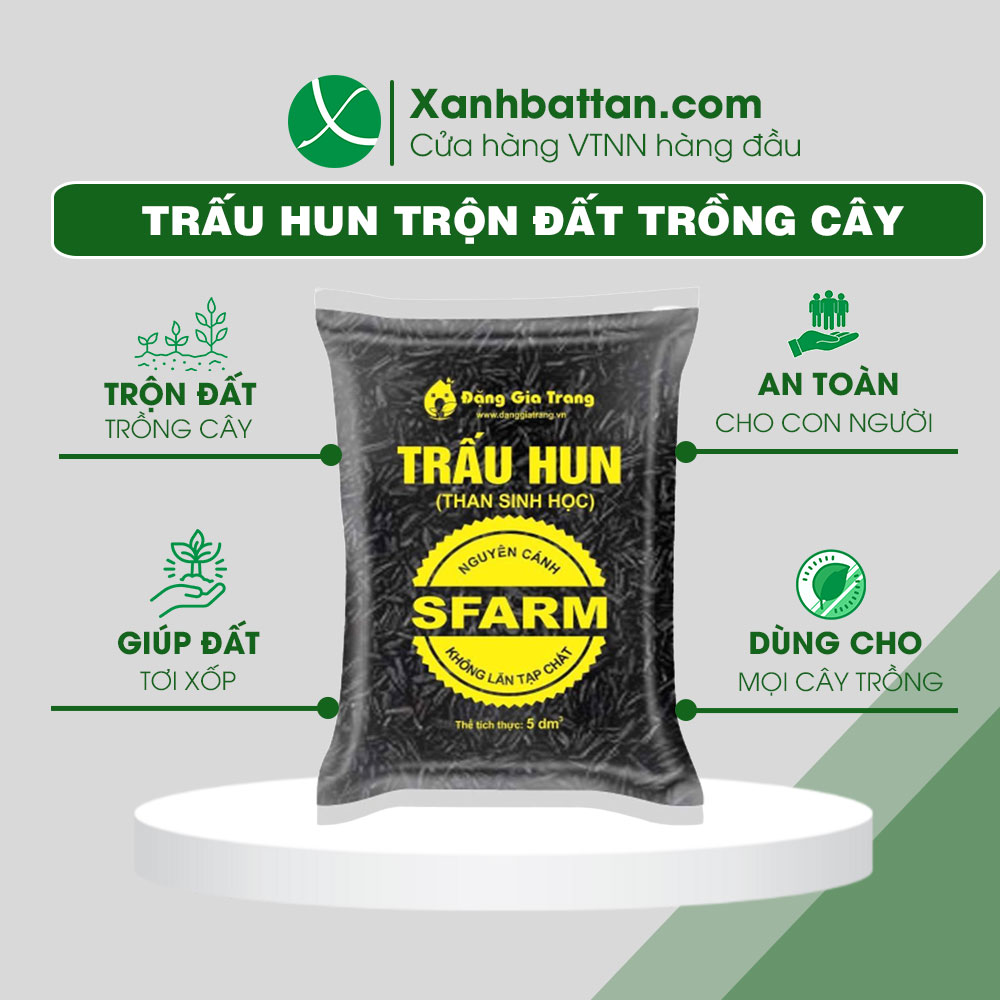 Trấu Hun Nguyên Hạt Sfarm Làm Giá Thể Trồng Cây Túi 5 dm3