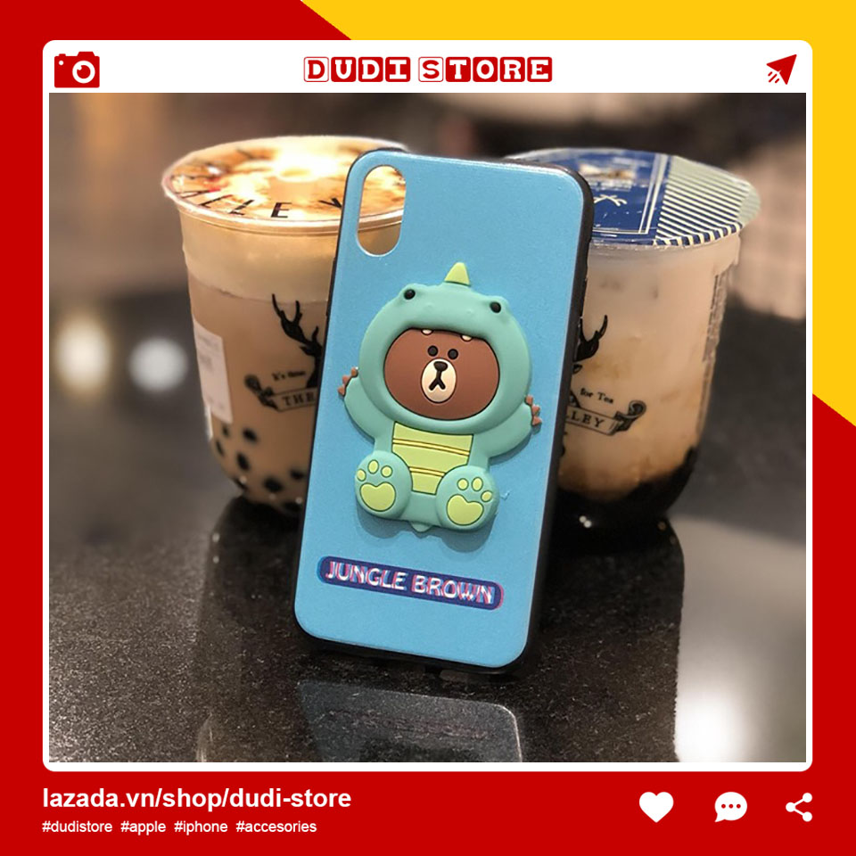 Ốp iphone 6,6s,6 plus,6s plus,7,8,7plus,8 plus,x,xs,xs max,ốp lưng silicon gấu browny d.store