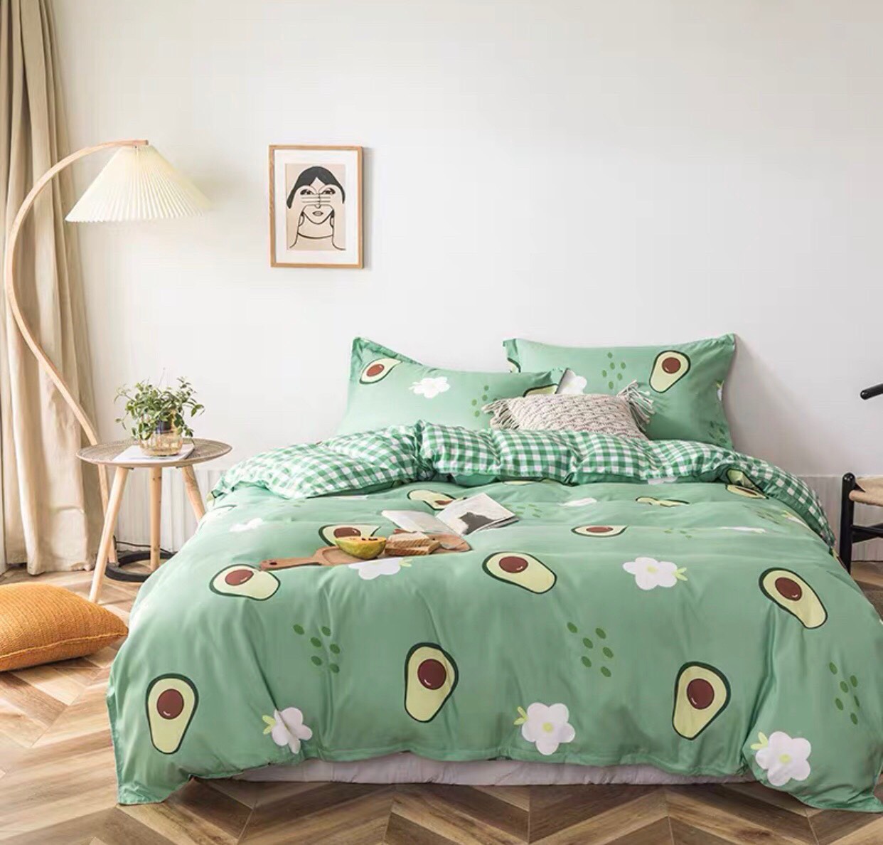 BỘ CHĂN GA GỐI TRÁI BƠ XANH
